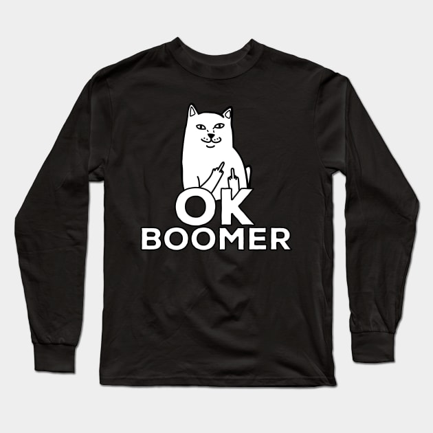 Ok boomer meme Funny Cat Gift Long Sleeve T-Shirt by BadDesignCo